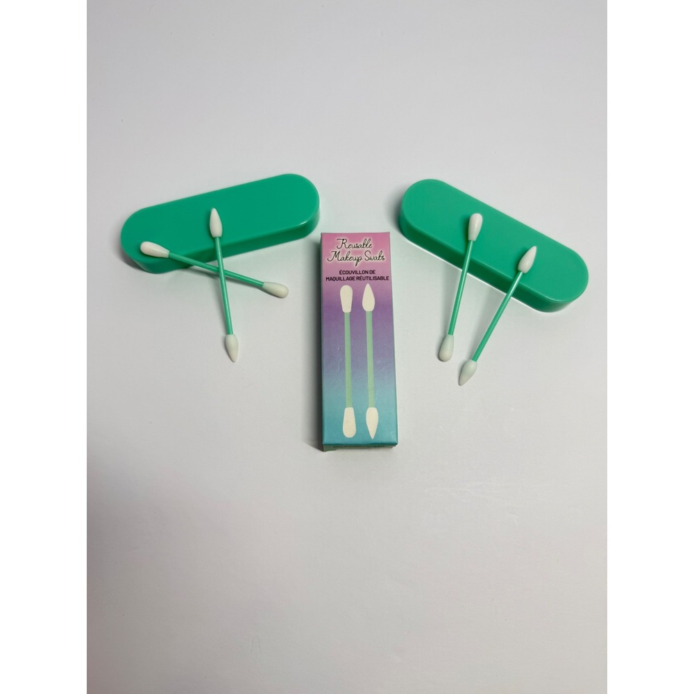 Two Sets of Aria Beauty Reusable Makeup Swabs with Cases and Silicone Tips